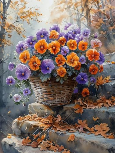 VGJM Plant Diamond Art Kits Adults, Flower 5D Diamond Painting for Beginners, DIY circle Full Drill Crystal Art Kits, Crystal Cross Stitch Embroidery Crafts, for Home Wall Decor, Gifts -30x40cm von VGJM