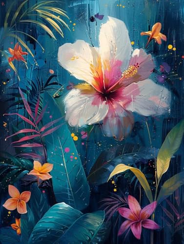 VGJM Plant Diamond Art Kits Adults, Flower 5D Diamond Painting for Beginners, DIY circle Full Drill Crystal Art Kits, Crystal Cross Stitch Embroidery Crafts, for Home Wall Decor, Gifts -40x40cm von VGJM