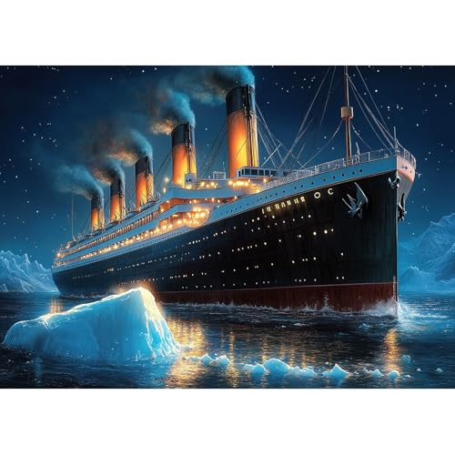 VGJM Ship Diamond Painting Kits for Adults, 5D Ship Diamond Art Kits for Beginners, DIY Full Drill Crystal Gem Painting Kits for Home Wall Decor 40x50cm von VGJM