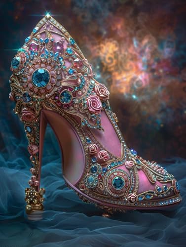 VGJM Shoe DIY 5D Diamond Art, Rose Diamond Painting Kits, circle Full Drill Crystal Art Kits for Adults Beginners, DIY Cross Stitch Embroidery Crafts Pictures, for Home Wall Decor, 30x40cm von VGJM