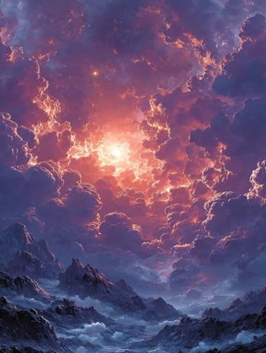 VGJM Sky DIY 5D Diamond Art, Mountain Diamond Painting Kits, circle Full Drill Crystal Art Kits for Adults Beginners, DIY Cross Stitch Embroidery Crafts Pictures, for Home Wall Decor, 50x60cm von VGJM
