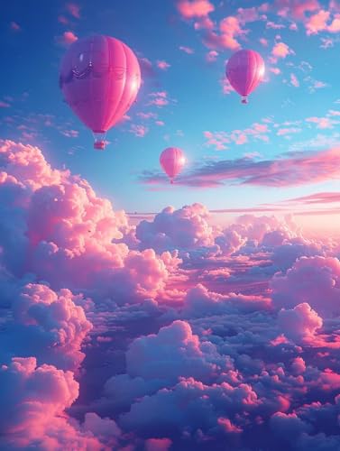 VGJM Sky Diamond Art Kits Adults, Balloon 5D Diamond Painting for Beginners, DIY circle Full Drill Crystal Art Kits, Crystal Cross Stitch Embroidery Crafts, for Home Wall Decor, Gifts -50x50cm von VGJM