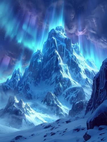 VGJM Snow Mountain DIY 5D Diamond Art, Light Diamond Painting Kits, circle Full Drill Crystal Art Kits for Adults Beginners, DIY Cross Stitch Embroidery Crafts Pictures, for Home Wall Decor, 30x40cm von VGJM