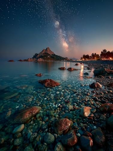 VGJM Starry Sky Diamond Art Kits Adults, Beach 5D Diamond Painting for Beginners, DIY circle Full Drill Crystal Art Kits, Crystal Cross Stitch Embroidery Crafts, for Home Wall Decor, Gifts K-50x50cm von VGJM