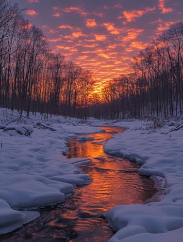 VGJM Sunset DIY 5D Diamond Art, Snow Scene Diamond Painting Kits, circle Full Drill Crystal Art Kits for Adults Beginners, DIY Cross Stitch Embroidery Crafts Pictures, for Home Wall Decor, F-50x60cm von VGJM