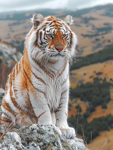VGJM Tiger DIY 5D Diamond Art, Animal Diamond Painting Kits, circle Full Drill Crystal Art Kits for Adults Beginners, DIY Cross Stitch Embroidery Crafts Pictures, for Home Wall Decor, T-30x40cm von VGJM