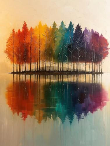 VGJM Tree DIY 5D Diamond Art, Color Diamond Painting Kits, circle Full Drill Crystal Art Kits for Adults Beginners, DIY Cross Stitch Embroidery Crafts Pictures, for Home Wall Decor, 40x50cm von VGJM