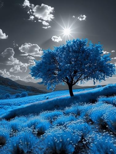 VGJM Tree DIY 5D Diamond Art, Plant Diamond Painting Kits, circle Full Drill Crystal Art Kits for Adults Beginners, DIY Cross Stitch Embroidery Crafts Pictures, for Home Wall Decor, D-50x60cm von VGJM