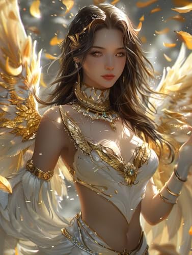 VGJM Woman Diamond Art Kits Adults, Wing 5D Diamond Painting for Beginners, DIY circle Full Drill Crystal Art Kits, Crystal Cross Stitch Embroidery Crafts, for Home Wall Decor, Gifts G-40x50cm von VGJM