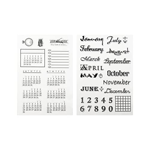 VGOL 2 Blätter Kalenderplaner Silikon Klar Stempel Datums und Monatsplaner Siegel für Journaling DIY Scrapbooking und Fotoalbum Dekoration von VGOL