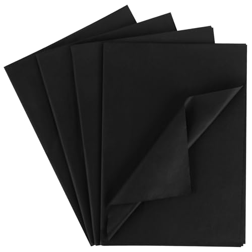 VGOODALL 100 Blatt Schwarz Seidenpapier, Tissue Papier 50cm x 35cm Bastelpapier Geschenkpapier für Geburtstagsfeier Halloween Hochzeit von VGOODALL