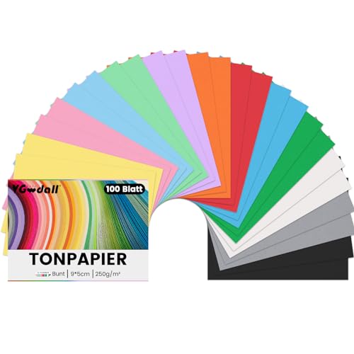 VGOODALL 100 Blatt Tonpapier, Farbigen Kopierpapier 12 Farben Bastelkarton TonPapier 9 x 5 cm für DIY Kunst Handwerk Drucken Skizzieren von VGOODALL