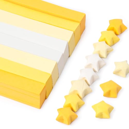 VGOODALL 1080 Stück Origami Sterne Papier, Papierstreifen Origamipapier für Basteln DIY Dekoration Geschenk Gelb von VGOODALL