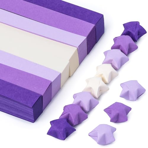 VGOODALL 1080 Stück Origami Sterne Papier, Papierstreifen Origamipapier für Basteln DIY Dekoration Geschenk Lila von VGOODALL