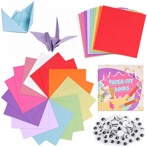 VGOODALL 120 Blatt Origami Papier, Buntes Papier 15 x 15cm Doppelseitig Faltpapier Bastelpapier mit Selbstklebende Wackelaugen für Kinder DIY VGOODALL 120 Blatt Origami Papier, Buntes Papier 15 x 15cm Doppelseitig Faltpapier Bastelpapier mit Selbstklebende Wackelaugen für Kinder DIY von VGOODALL