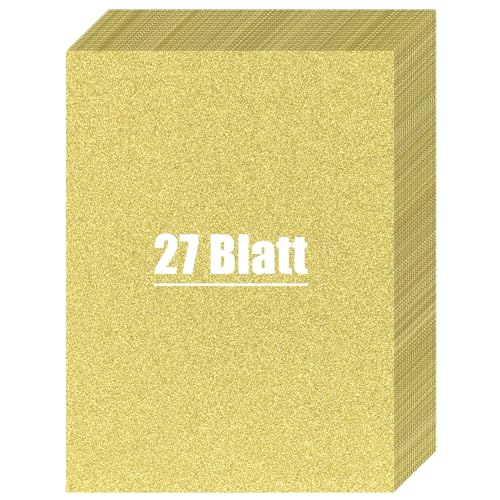 VGOODALL 27 Blatt Perglanz-Papier, DIN A4 Goldmetallisches Bastelpapier mit Perlmutt-Schimmer Glitzerpapier 250 g/m² von VGOODALL