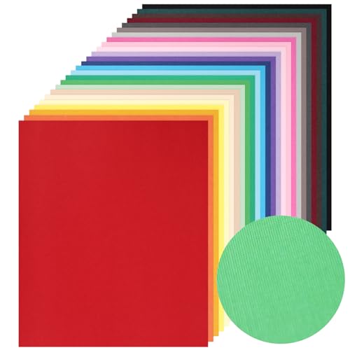 VGOODALL 27 Blatt Strukturierter Farbiger Karton, A4 Bunt Tonpapier 27 Farben Bastelpapier 250g/m² Kartonpapier für Kartenherstellung Scrapbooking von VGOODALL