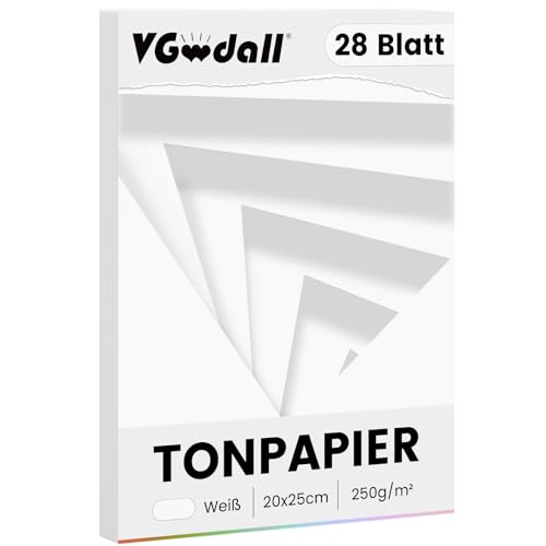 VGOODALL 28 Blatt Tonpapier, Weißes Tonpapier 20x25cm Bastelpapier Karton Druckerpapier für Kartenherstellung Papierhandwerk von VGOODALL