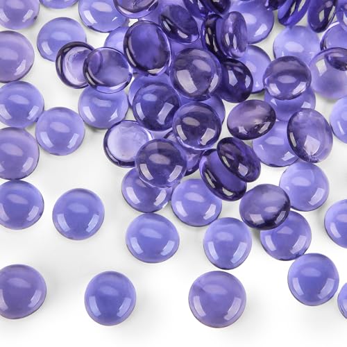 VGOODALL 450 g, 80–90 Stück, lila, flache Glasperlen, dekorative Edelsteine, Mancala-Steine, für Vasenfüller, Tischstreuer, Heimdekoration VGOODALL 450 g, 80–90 Stück, lila, flache Glasperlen, dekorative Edelsteine, Mancala-Steine, für Vasenfüller, Tischstreuer, Heimdekoration von VGOODALL