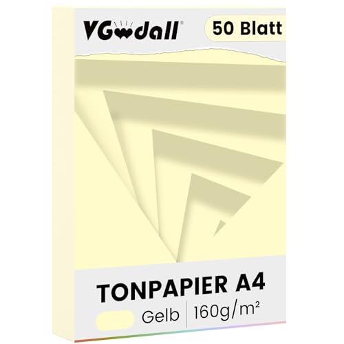 VGOODALL 50 Blatt Tonkarton, A4 Hellgelb Tonpapier Bastelkarton 21 x 29,7cm Kopierpapier für DIY Kunst Handwerk Drucken Skizzieren VGOODALL 50 Blatt Tonkarton, A4 Hellgelb Tonpapier Bastelkarton 21 x 29,7cm Kopierpapier für DIY Kunst Handwerk Drucken Skizzieren von VGOODALL