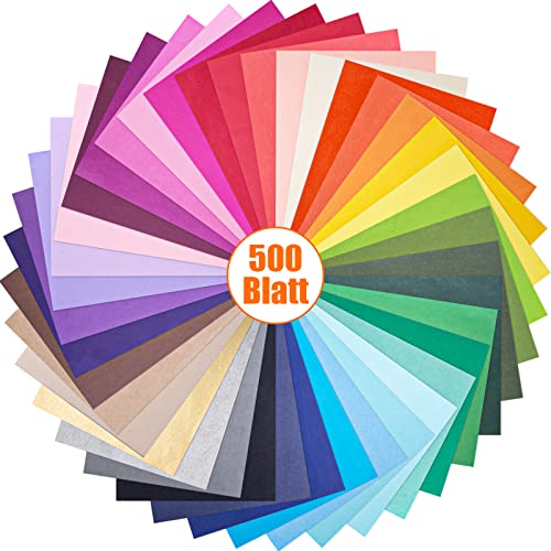 VGOODALL 500 Blatt Transparentpapier Bunt, 40 Farben Seidenpapier Tissue Paper Glanzpapier zum Basteln Bastelpapier für Geburtstag Hochzeit Weihnachten Dekoration Verpackung (29x20cm) von VGOODALL