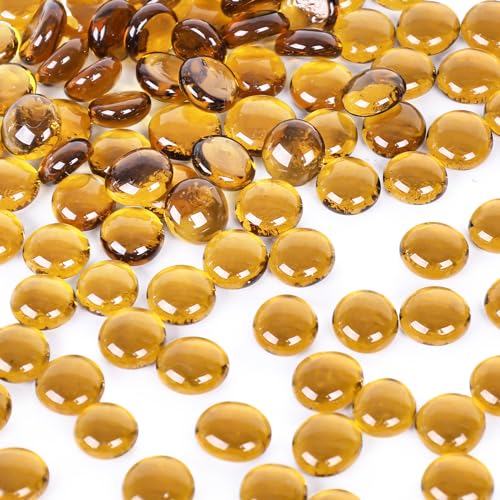 VGOODALL Glasperlen für Vasen, 450 g, 160–180 Stück, Gelb, flache Glas-Kieselsteine, Vasenfüller, Glassteine, dekorativer flacher Edelstein für Heimdekoration VGOODALL Glasperlen für Vasen, 450 g, 160–180 Stück, Gelb, flache Glas-Kieselsteine, Vasenfüller, Glassteine, dekorativer flacher Edelstein für Heimdekoration von VGOODALL
