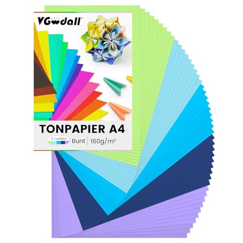 VGOODALL pappe 50 Blatt Tonkarton, A4 Farbigen Tonpapier Bastelkarton 21 x 29,7cm Kopierpapier für DIY Kunst Handwerk Drucken Skizzieren VGOODALL pappe 50 Blatt Tonkarton, A4 Farbigen Tonpapier Bastelkarton 21 x 29,7cm Kopierpapier für DIY Kunst Handwerk Drucken Skizzieren von VGOODALL