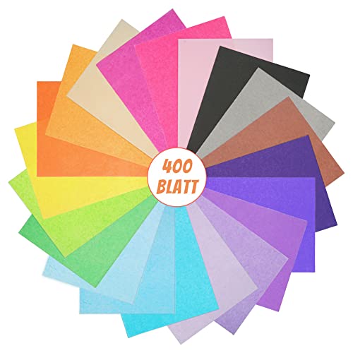 VGOODALL 400 Blatt Transparentpapier Bunt, 20 Farben Seidenpapier, Tissue Paper DIN A4, 16 g/qm Glanzpapier zum Basteln, Bastelpapier für Geburtstag Hochzeit Weihnachten Dekoration Verpackung VGOODALL 400 Blatt Transparentpapier Bunt, 20 Farben Seidenpapier, Tissue Paper DIN A4, 16 g/qm Glanzpapier zum Basteln, Bastelpapier für Geburtstag Hochzeit Weihnachten Dekoration Verpackung von VGOODALL