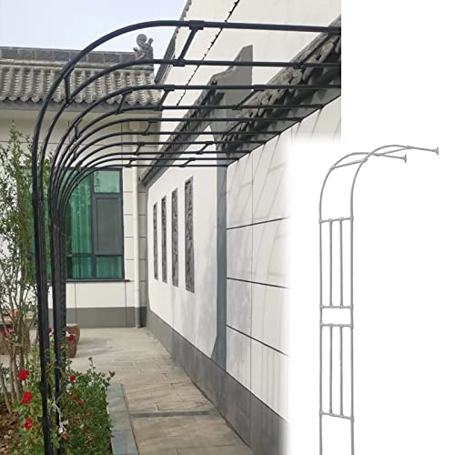 VGVSBG 0,6–2,4 m schwarzer Gartenbogen, robuste Halbseitenbögen für die Wand, weiße Gartenlaube zur Unterstützung von Gartenpflanzen, Eisengitter/weiß/150 x 240 cm/4,9 von VGVSBG
