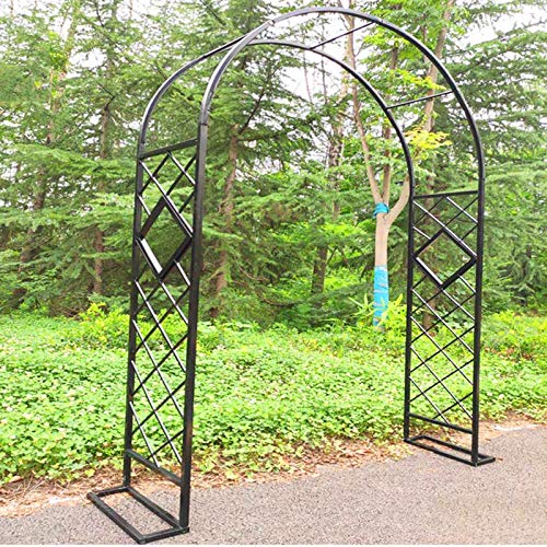 VGVSBG 2,2 m x 2,3 m x 0,4 m Gartenlaube aus Metall, Schwarz, weiße Rose, robust, langlebig, strapazierfähige Hochzeitslaube, für Kletterpflanzen, Weinreben, Lichter u von VGVSBG