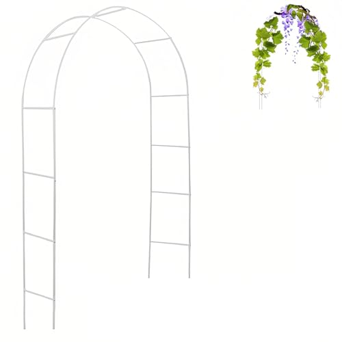 VGVSBG 2,4 m Gartenbogen mit Metallrahmen, hoher Torbogen, Spalier, Pergola-Laube für Rosenranken, Kletterpflanzen, robuster röhrenförmiger Hochzeitsbogen für den Inne von VGVSBG