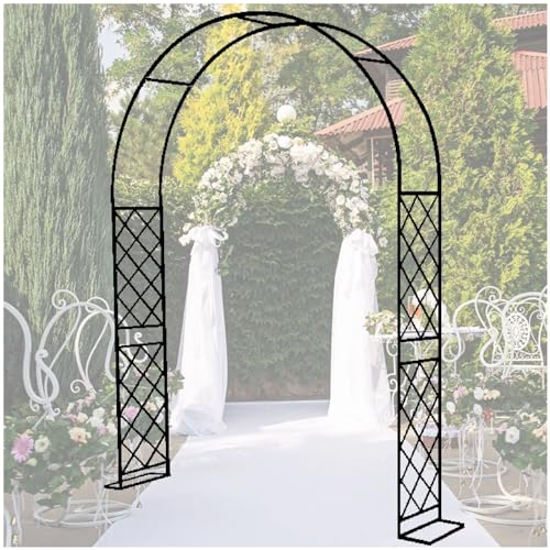 VGVSBG 270 cm H Stahl-Gartenbogen-Gartenlaube, Spalier für Kletterpflanzen im Freien, robuster Rosenbogen-Metallrahmen für Hochzeitsbögen von VGVSBG