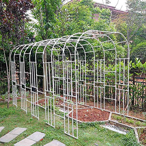 VGVSBG 3,2 x 2,4 m große Pergola-Gartenlaube aus Metall, 1,2 x 2,4 m großes Rosenspalier für Hochzeiten, für Kletterpflanzen, schwarz, weiß, langlebig, wetterfest von VGVSBG