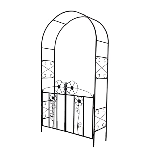 VGVSBG Garten, 113 x 37 x 230 cm hohe Rosenlaube mit scharfen Enden für Verschiedene Kletterpflanzen, Outdoor-Garten, Rasen, Hinterhof, Unkraut jäten, schwarz von VGVSBG