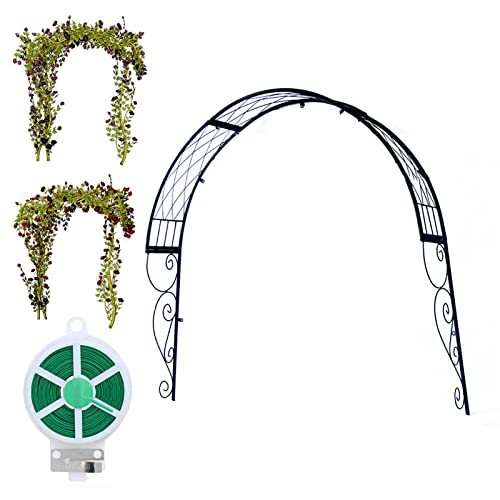 VGVSBG Gartenlaube aus Metall, Klettergerüst für rostfreie Pflanzen mit 100 m Kabelbinder und Sockel, Dekorationsbogen für den Innen- und Außenbereich für Garten, Rase von VGVSBG