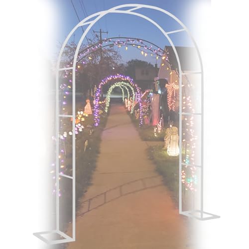 VGVSBG Gartenlaube aus Metall für den Außenbereich, 220/230 cm, Stahl-Gartenbogen-Spalier, Hochzeitsbogen mit Abnehmbarer Basis, Rosenbogen für Garten, Rasen, Terrass von VGVSBG