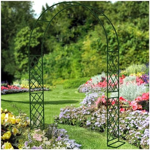VGVSBG H250cm Metall-Gartenlaubenbogen für Hochzeitszeremonienpartys, Hochleistungs-Rosenbogen-Spalier, Weihnachtsdekoration, Stahlbogenrahmen zum Pflanzenklettern, P von VGVSBG