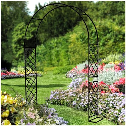 VGVSBG H250cm Metall-Gartenlaubenbogen für Hochzeitszeremonienpartys, Hochleistungs-Rosenbogen-Spalier, Weihnachtsdekoration, Stahlbogenrahmen zum Pflanzenklettern, P von VGVSBG