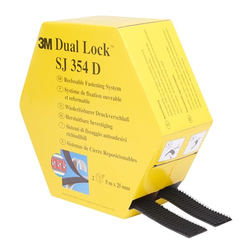 3M Dual Lock SJ354D, wiederlösbares Befestigungssystem - starke, wiederlösbare Verbindung von Kunststoffen (Polypropylen, Polyethylen), kritischen Lacken - 2 x 25mm x 5m, Dicke: 5.7mm (1-er Pack), 10 m x 25 mm von VHB