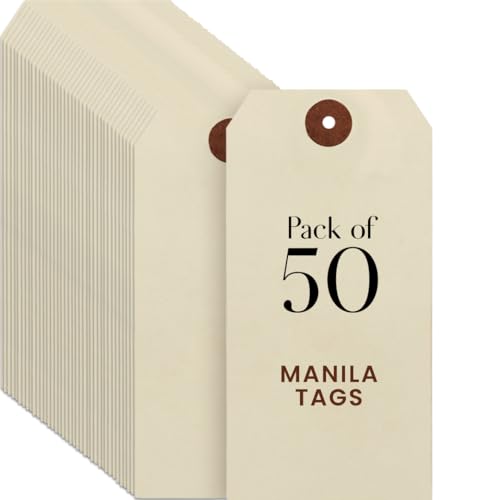 Manila-Etiketten, cremefarben, 9 Stück, Größe #6, 50 Stück von VHC Brands