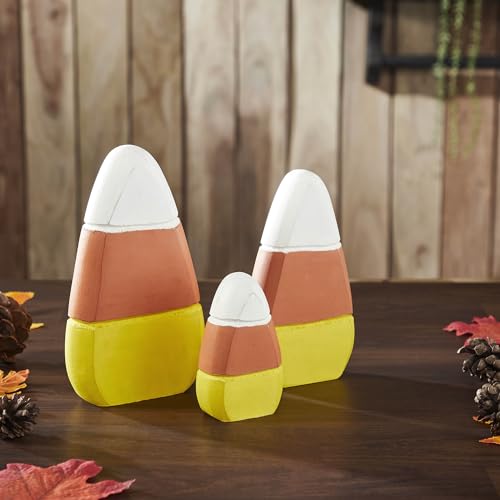 VHC Brands Tropisches Holz Candy Mais Holz Dekor Set mit 3 Größen, Herbst- und Halloween-Heimdekoration für Tische und Regale, Innendekorationen für Tischplatte von VHC Brands