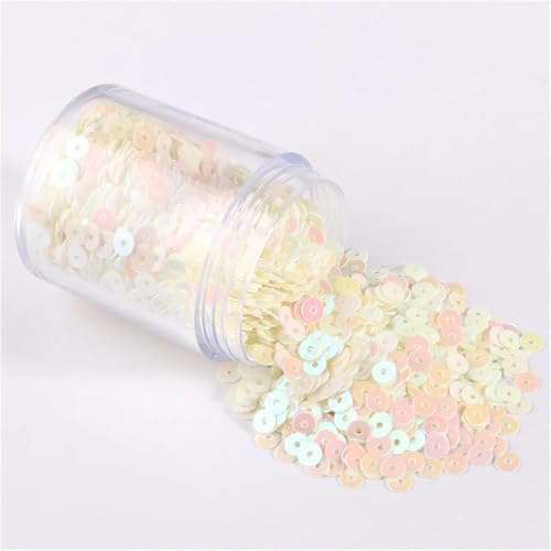 Pailletten für Aufnähen, 1 Box s 2mm 3mm 4mm 5mm 6mm Flache Runde Lose s for DIY Handwerk Frauen Kleidung Zubehör(AB Milk,4mm 1box) von VHTDFEVXO