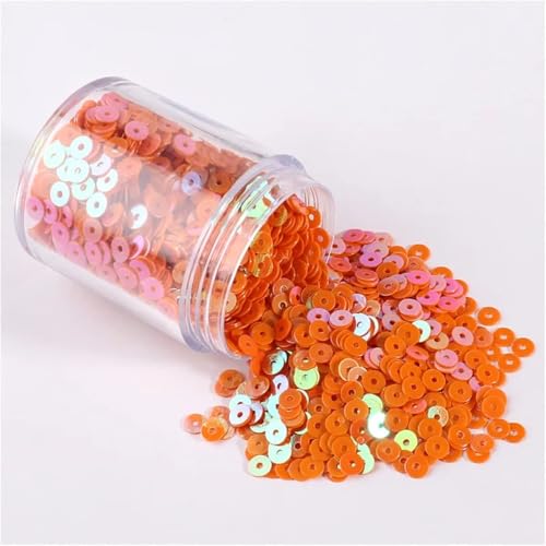Pailletten für Aufnähen, 1 Box s 2mm 3mm 4mm 5mm 6mm Flache Runde Lose s for DIY Handwerk Frauen Kleidung Zubehör(AB Orange,5mm 1Box) von VHTDFEVXO
