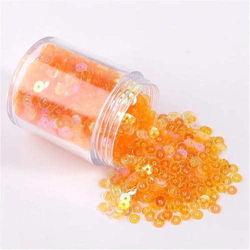 Pailletten für Aufnähen, 1 Box s 2mm 3mm 4mm 5mm 6mm Flache Runde Lose s for DIY Handwerk Frauen Kleidung Zubehör(AB Trans Orange,5mm 1Box) von VHTDFEVXO