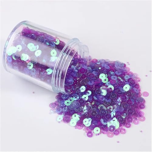 Pailletten für Aufnähen, 1 Box s 2mm 3mm 4mm 5mm 6mm Flache Runde Lose s for DIY Handwerk Frauen Kleidung Zubehör(AB Trans Purple,6mm 1box) von VHTDFEVXO