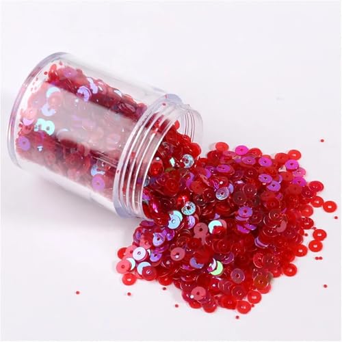 Pailletten für Aufnähen, 1 Box s 2mm 3mm 4mm 5mm 6mm Flache Runde Lose s for DIY Handwerk Frauen Kleidung Zubehör(AB Trans Red,5mm 1Box) von VHTDFEVXO
