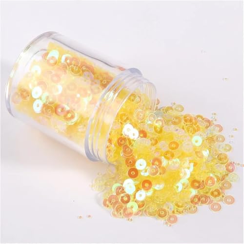 Pailletten für Aufnähen, 1 Box s 2mm 3mm 4mm 5mm 6mm Flache Runde Lose s for DIY Handwerk Frauen Kleidung Zubehör(AB Trans Yellow,5mm 1Box) von VHTDFEVXO
