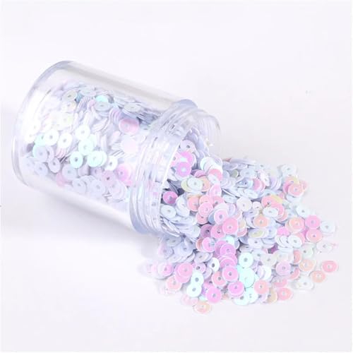 Pailletten für Aufnähen, 1 Box s 2mm 3mm 4mm 5mm 6mm Flache Runde Lose s for DIY Handwerk Frauen Kleidung Zubehör(AB White,6mm 1box) von VHTDFEVXO
