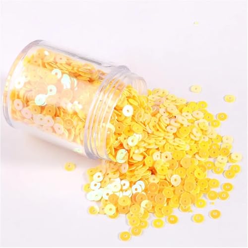 Pailletten für Aufnähen, 1 Box s 2mm 3mm 4mm 5mm 6mm Flache Runde Lose s for DIY Handwerk Frauen Kleidung Zubehör(AB Yellow,5mm 1Box) von VHTDFEVXO