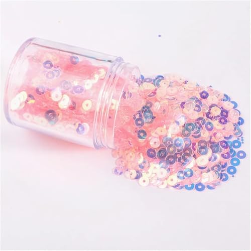 Pailletten für Aufnähen, 1 Box s 2mm 3mm 4mm 5mm 6mm Flache Runde Lose s for DIY Handwerk Frauen Kleidung Zubehör(JG Trans BL Pink,6mm 1box) von VHTDFEVXO
